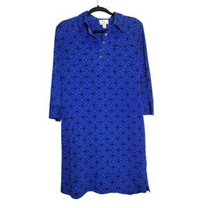 Donna Morgan Dress Womens Size 6 Blue with Black Geometric print Knee Length